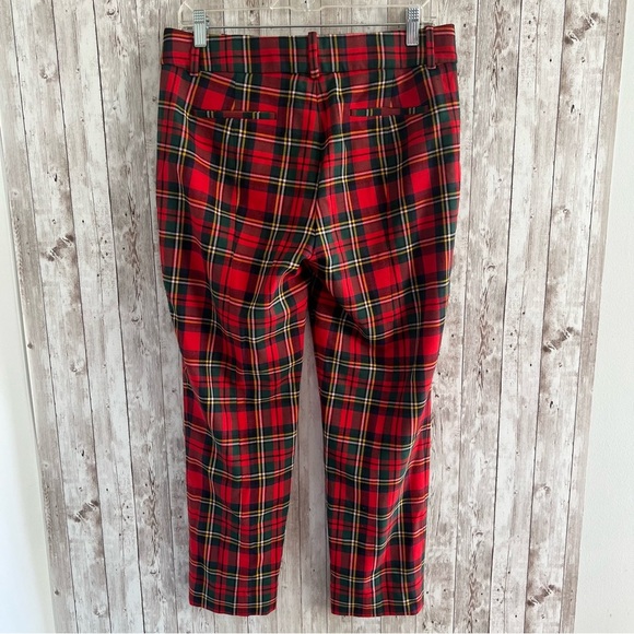 J. Crew Cameron Red Holiday Wool Blend Plaid Ankle Pants 8 - Picture 2 of 6